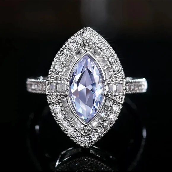 Marquise Cut Cubic Zirconia Gorgeous Women Jewelry 925 Silver Ring Gifts - Picture 2 of 4